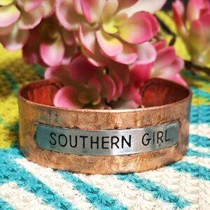 Cuff Bracelet. "Southern Girl". Distressed Copper and Silver. NWT.